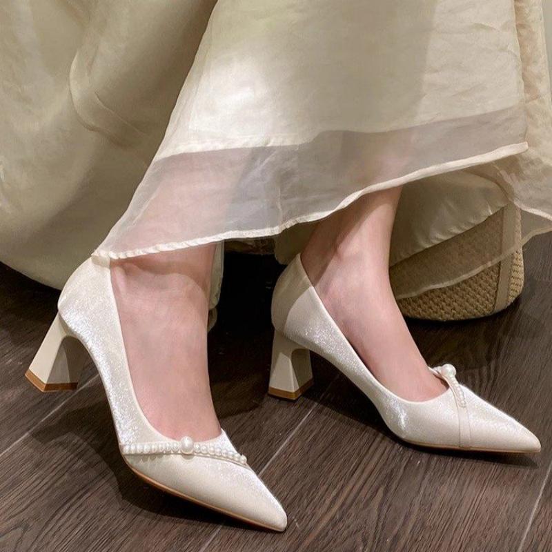 Slip Dress Satin - Eleganti Scarpe con Tacco a Blocco